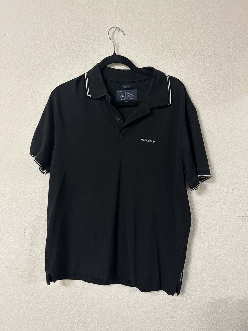 Armani Jeans Men’s Black Regular Fit Tipped Pique Polo Shirt Size XL